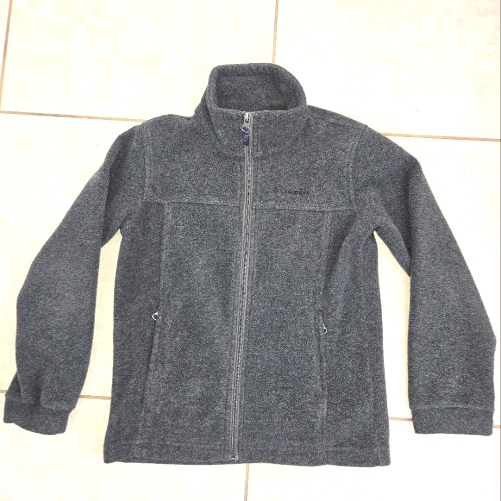 Columbia Childrens Fleece Zip Up Gray Jacket Size Medium 8
